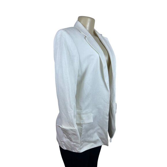 Calvin Klein Womens White Linen No Closure Suit Blazer Jacket Sz 10 - New - Picture 2 of 11